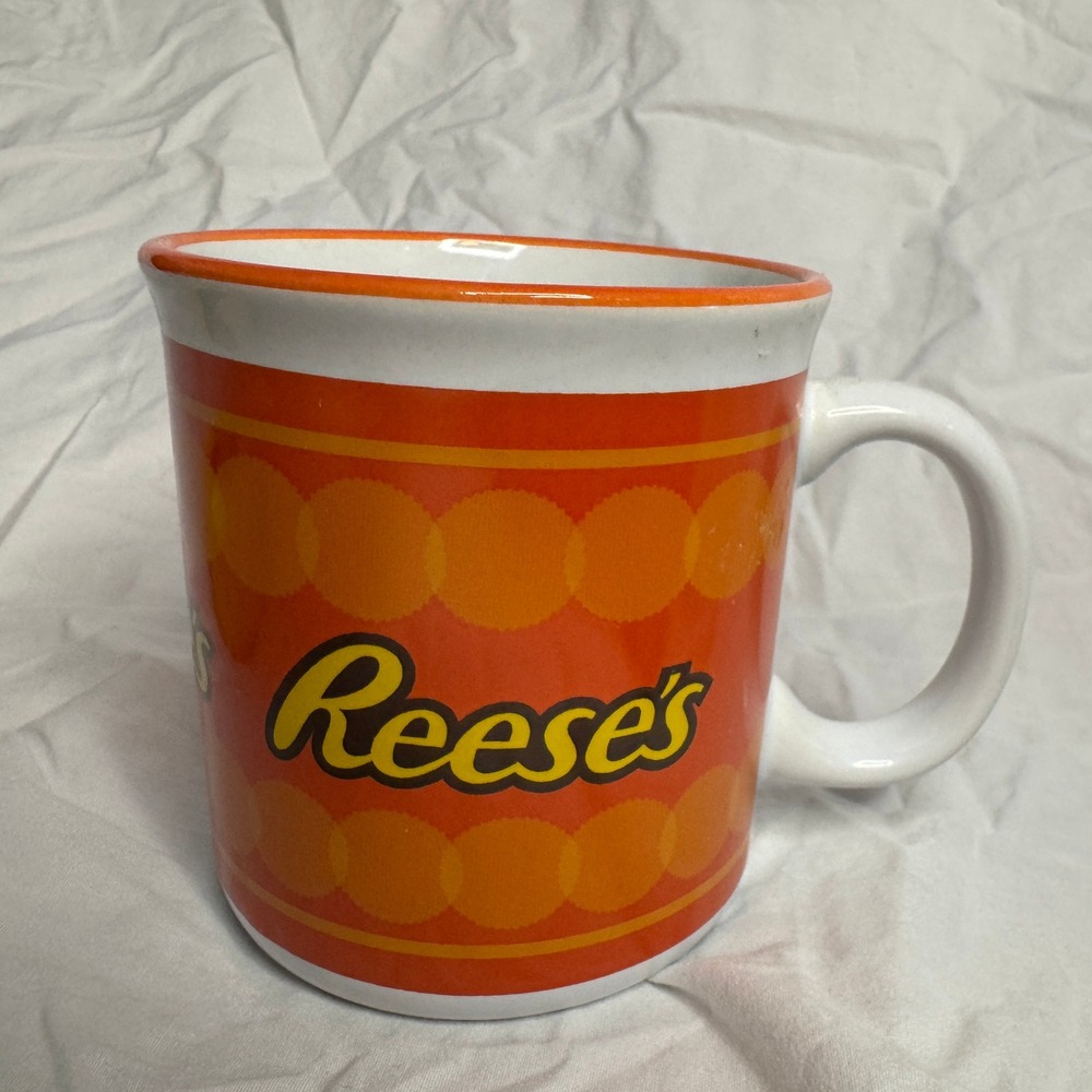 Reese's Peanut Butter Cup Mug Orange White Chocolate Candy Hershey's Ceramic Cup